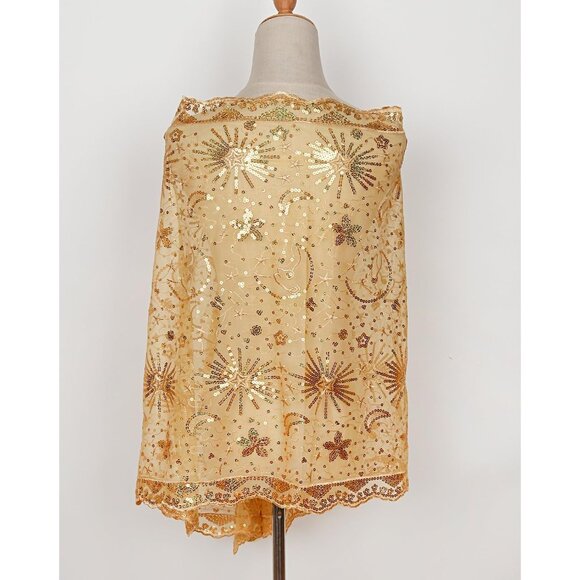 WOMEN'S 1920s Sequined Shawl Wraps - gold - Picture 6 of 8